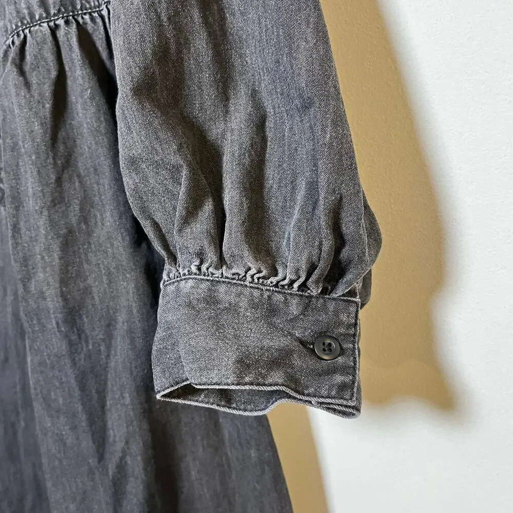 Madewell Denim Babydoll Shirt Dress Washed Black Jean Size XXS‎ Cottagecore Boho
